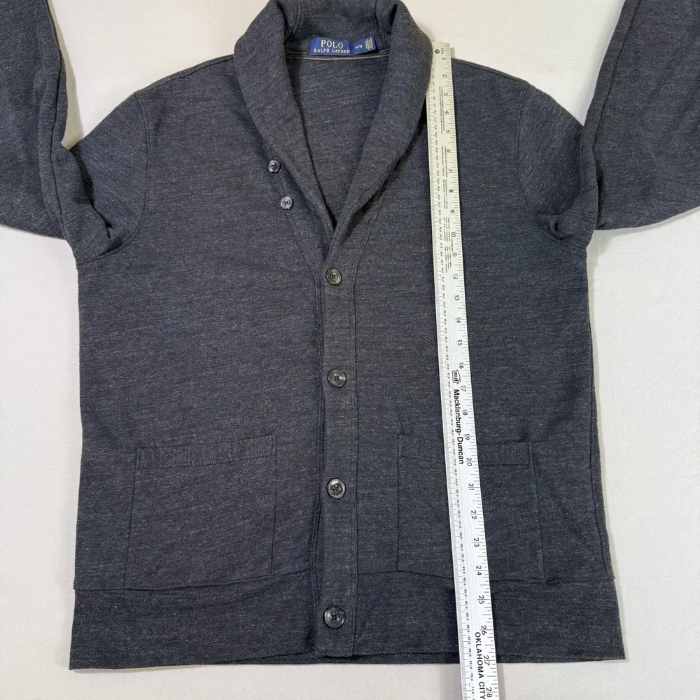 Polo Ralph Lauren Sweater Men's Size Medium Shawl Collar Cardigan Grey Button Up